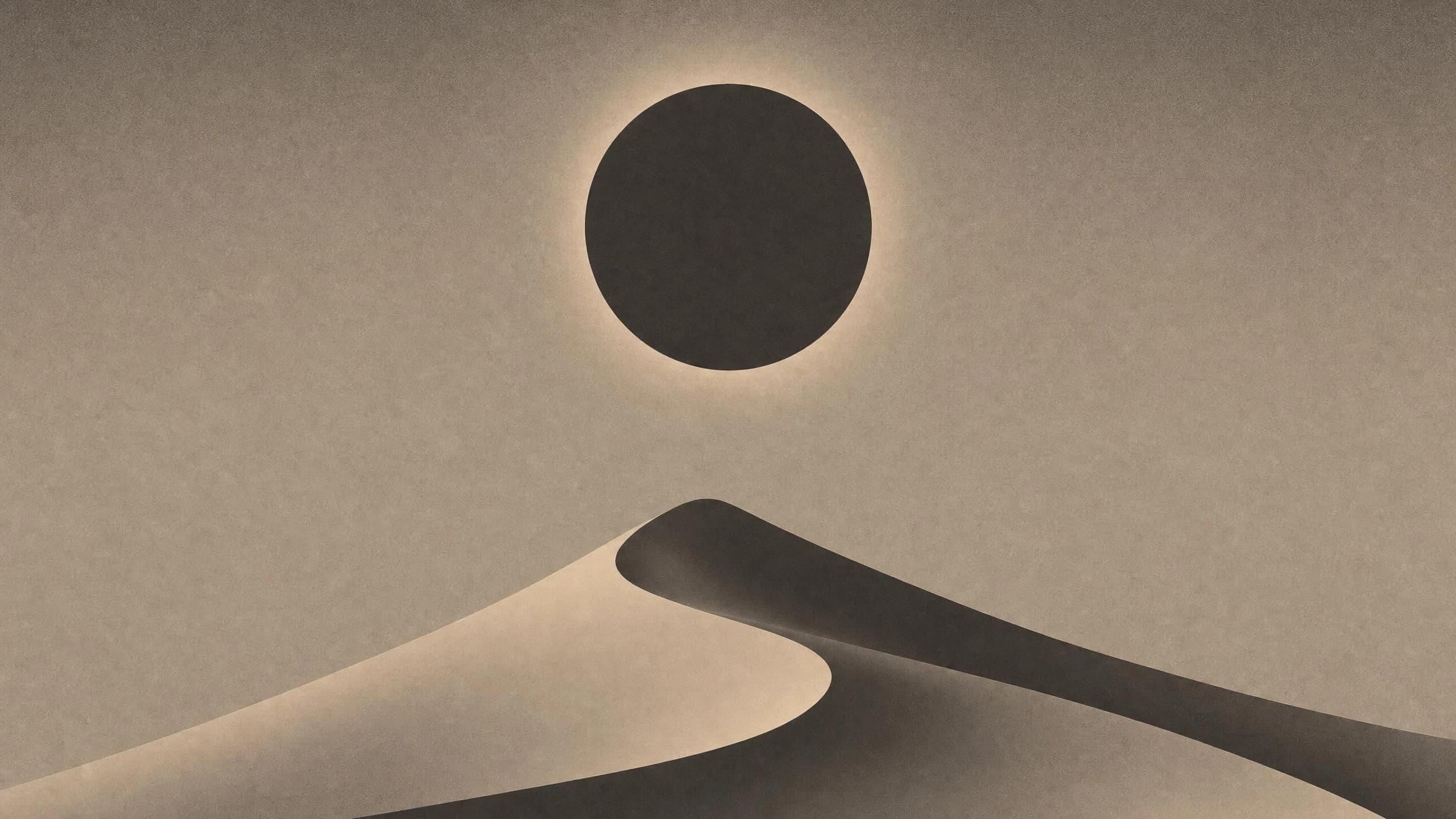 Dark disc over a single sand dune